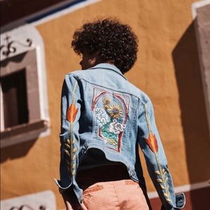 Anthropologie Pilcro Embroidered Denim Jacket